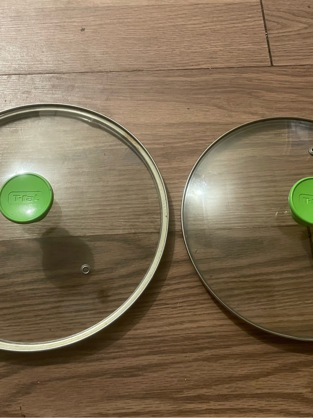 T-fal Glass Pan Lids with Lime Green Silicone Knobs - Set of 2